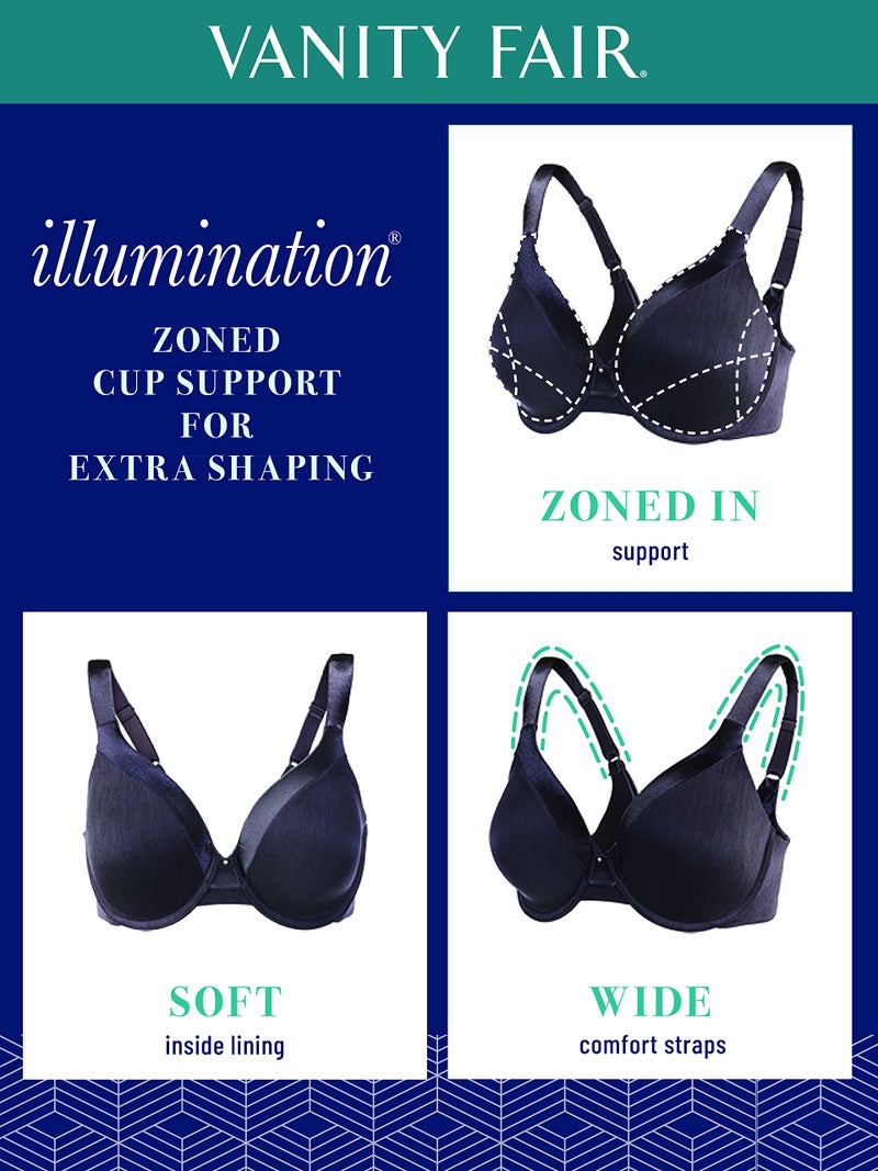 Vanity Fair Women's Illumination Full Figure Zoned-In Support Bra 76338, Midnight Black, 42C - Image 3